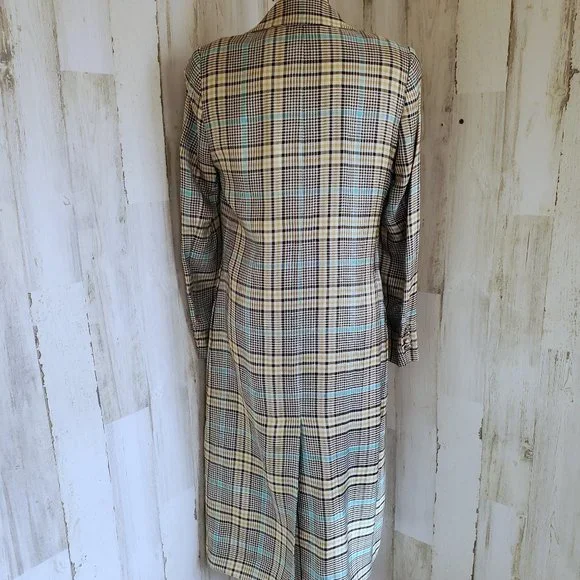 NWOT EACH X OTHER LONG PLAID DUSTER COAT - Picture 6 of 10